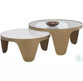 Evanthe White And Antique Brass Coffee Table