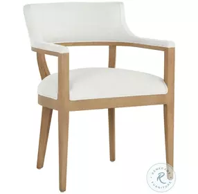 Everly Heather Ivory Tweed Performance Fabric Dining Arm Chair