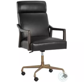 Collin Cortina Black Leather Adjustable Height Office Chair