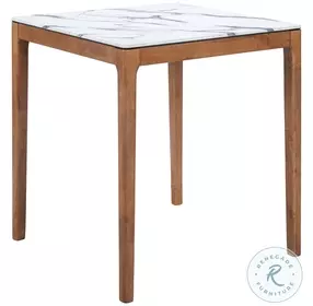 Eva White And Walnut Square Counter Height Dining Table