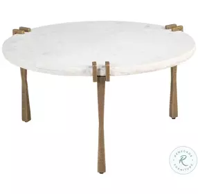 Rench White And Brass Coffee Table