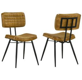Misty Camel And Black Padded Side Chair Set of 2