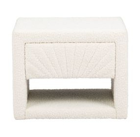 Baris Ivory Upholstered 1 Drawer Nightstand