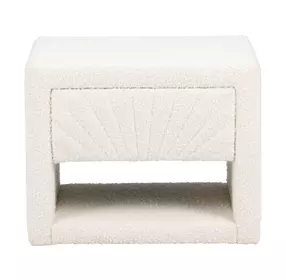 Baris Ivory Upholstered 1 Drawer Nightstand