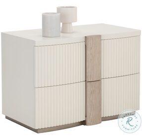 Venetta Cream And Warm Brass Nightstand