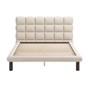 Placid Beige Queen Upholstered Panel Bed