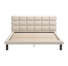 Placid Beige King Upholstered Panel Bed