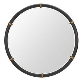 Brile Black Round Wall Mirror