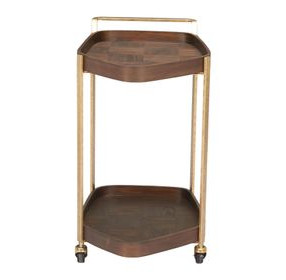 Stela Walnut and Gold Bar Cart