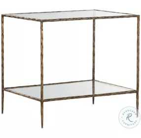 Verity Antique Brass And Clear Glass Top Nightstand