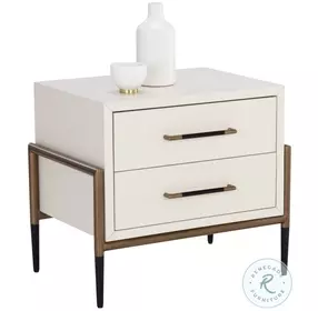 Weldrick Cream And Antique Brass Nightstand