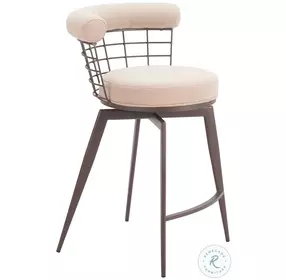 Saku Beige Swivel Counter Height Stool