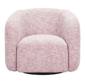 Refine Pink Tweed Performance Fabric Swivel Accent Chair