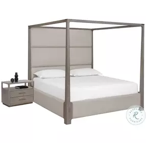 Celestia Zenith Taupe Gray Upholstered Canopy Bedroom Set