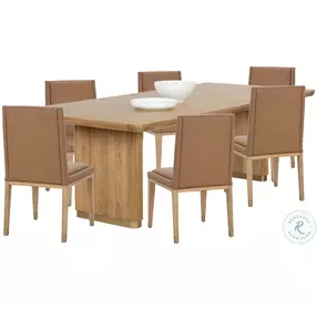 Kalla Natural And Brushed Gold Rectangular Dining Room Set