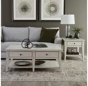 Lake House Weathered White Rectangular Occasional Table Set