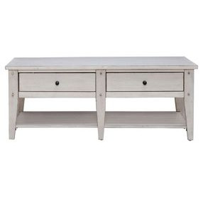 Lake House Weathered White Rectangular Cocktail Table