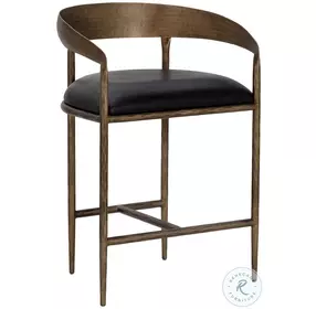 Rafaella Charcoal Black Leather Counter Height Stool