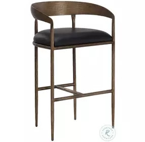 Zanatta Charcoal Black Leather Bar Stool