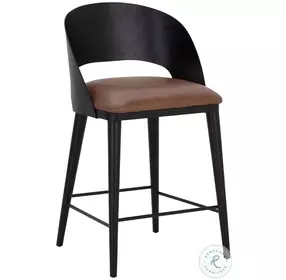 Dezirae Cognac Leather Counter Height Stool