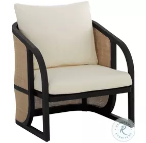 Rivani Stinson Cream Performance Fabric Outdoor Lounge Chair with Charcoal Frame