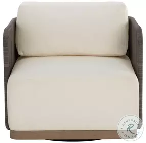 Ravenna Stinson Cream Performance Fabric Swivel Outdoor Arm Chair