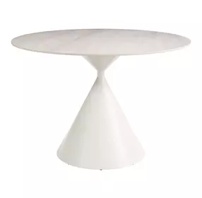 Plinn Light Beige and White 43" Round Sintered Stone Top Dining Table