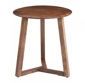 Macaria Walnut Round Side Table