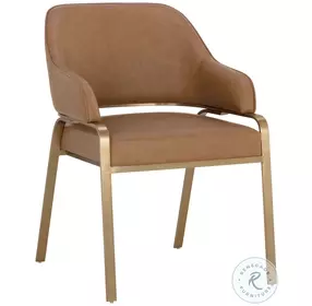 Malachi Milliken Cognac Dining Arm Chair