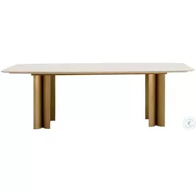 Astara Cream Marble And Antique Brass 94" Dining Table