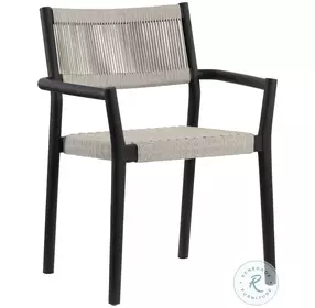 Dionne Light Gray And Charcoal Stackable Outdoor Dining Arm Chair Set of 2