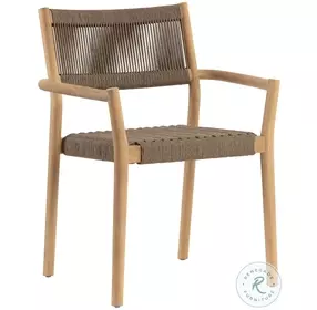 Dionne Taupe And Natural Stackable Outdoor Dining Arm Chair Set of 2