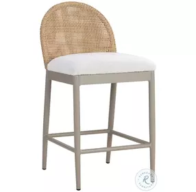 Torrington Louis Cream And Greige Performance Fabric Outdoor Counter Height Stool