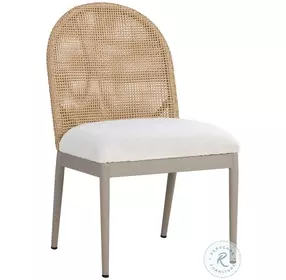 Torrington Louis Cream And Greige Performance Fabric Outdoor Dining Chair Set Of 2