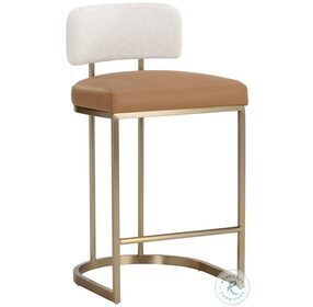 Larissa Napa Cognac And Rhea Light Barley Counter Height Stool