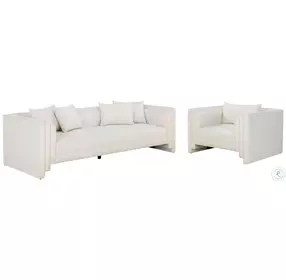 Kira Heather Ivory Tweed Performance Fabric Living Room Set