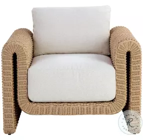 Tibi Louis Cream And Natural Performance Fabric Outdoor Lounge Chair