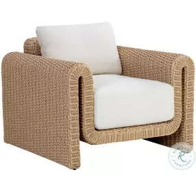 Kairo Louis Cream And Natural Performance Fabric Outdoor Lounge Chair