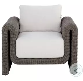Tibi Louis Cream And Gray Performance Fabric Outdoor Lounge Chair