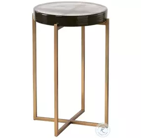 Sheena Smoked And Antique Brass Glass End Table
