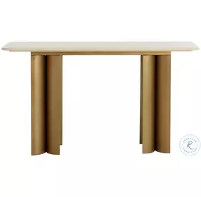 Astara Cream Marble And Antique Brass Console Table