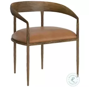 Rafaella Tan Leather Dining Arm Chair