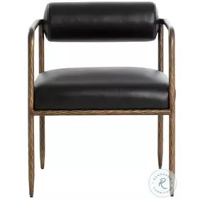 Ajani Charcoal Black Leather Dining Arm Chair