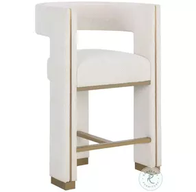 Selestia Rhea Light Barley Performance Fabric Counter Height Stool