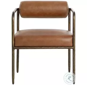 Ajani Tan Leather Dining Arm Chair