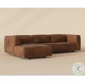 Beau Lucia Tobacco Leather LAF Chaise Sectional
