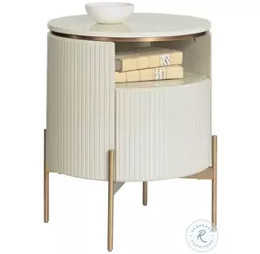 Paloma High Gloss Cream End Table