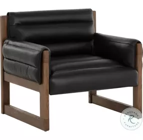 Ferguson Vintage Black Night Leather Lounge Chair
