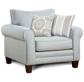 Grande Mist Gray Performance Fabric Accent Chair with 2 Throw Pillows