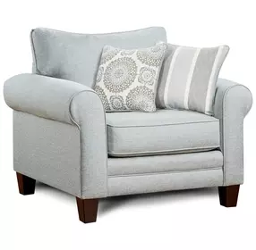 Grande Mist Gray Performance Fabric Upholstered Chair and A Half with Pillows